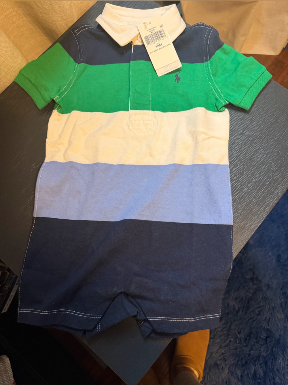 Kids Colorblock Stripe Shorts - Green, Cream, Blue, Navy